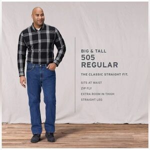 Nwt Levi’s 52x34 Big & Tall Wash 505 Regular Straight Leg Denim Jeans